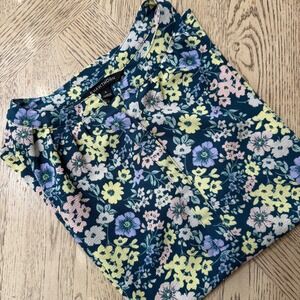 41 Hawthorn Womens Size Large Floral Print Short Sleeve V Neck Blouse Top